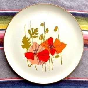 VINTAGE MID CENTURY BOHO FLORAL CIRCLE TRAY